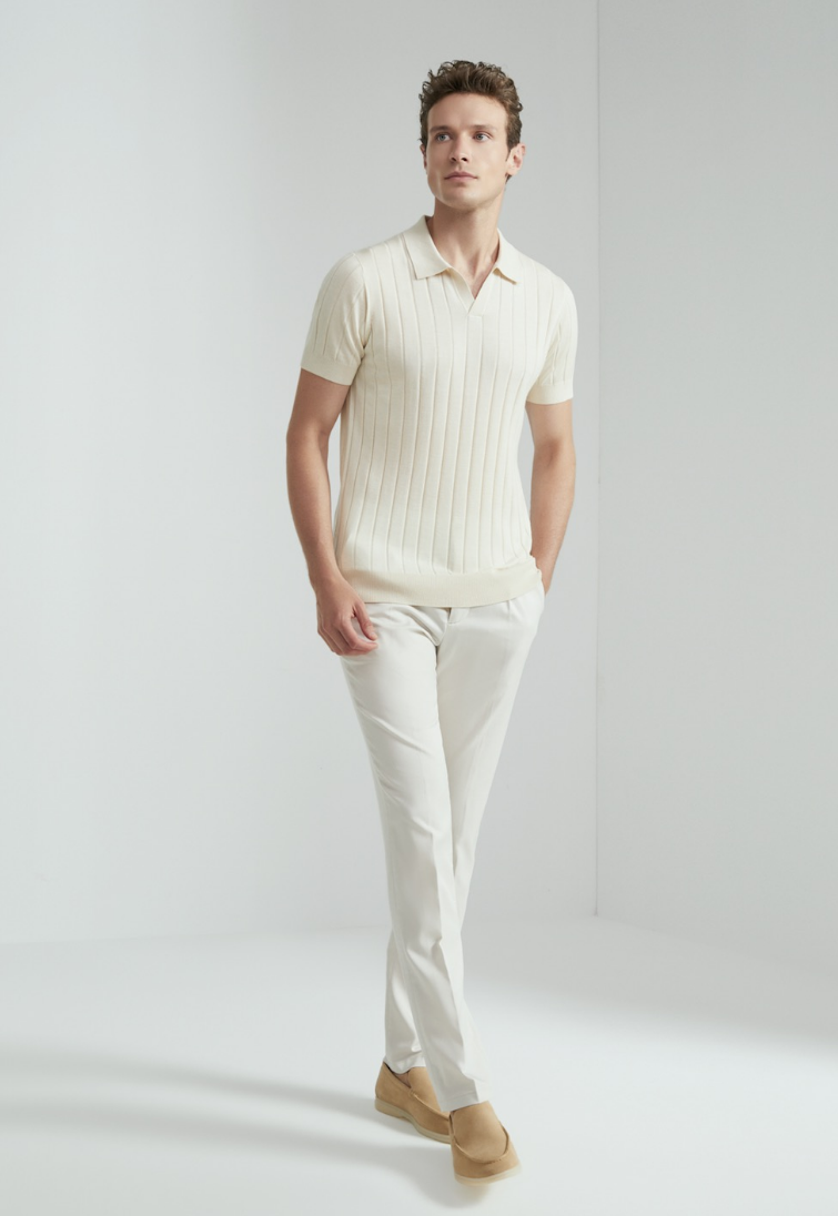 Tailored Premium Yarn V-Neck Shirt (Unisex)-Spring Summer Collection $350 is deposit