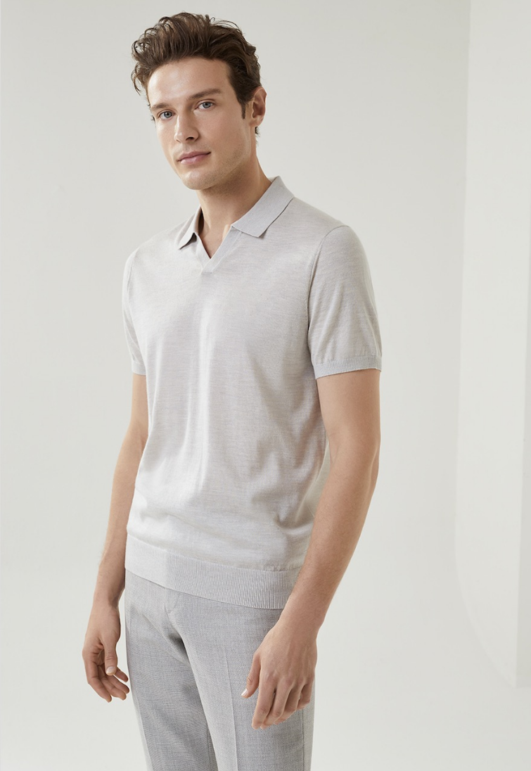 Tailored Premium Yarn V-Neck Shirt (Unisex)-Spring Summer Collection $350 is deposit
