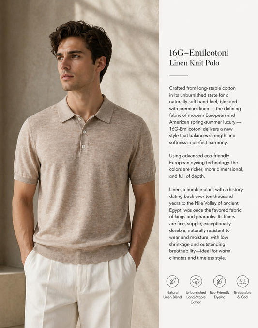 Emilcotoni Linen Cotton Knit Polo - 16G