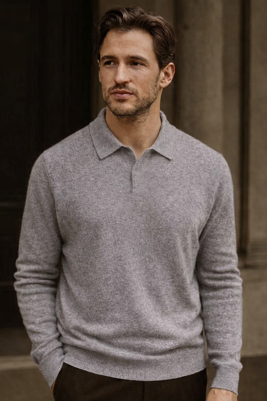 Single Button Polo Cashmere Sweather - 12G